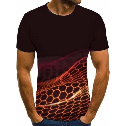 Europe And The United States Hot New Style Mesh Pattern 3d Digital Printing T -Shirt Casual Round Neck Short Sleeve