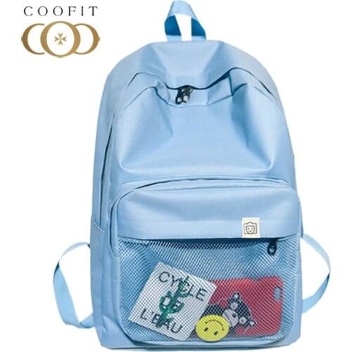 Coofit New Casual 2018 Backpack For Lady Girls Nylon School Bagpack Girls Student Leisure Grids Design Women Backpack Travel Bag