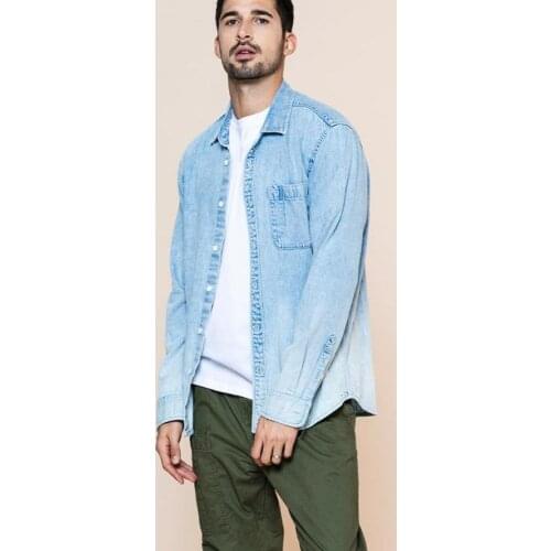Spring summer new washed-denim western Shirt men fashion 100% cotton plus size comfortable shirts