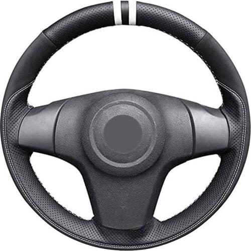Hand Sew Black Genuine Leather Suede Car Steering Wheel Cover for Chevrolet Niva 3-Spoke Lada Niva Opel Vauxhall Corsa D 2006
