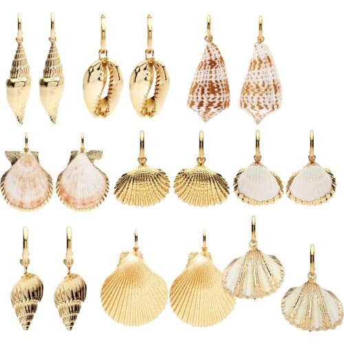 Boho natural seashells cowrie shell drop earring design boucles d oreille femme small hoop earrings jewelry gold bijoux hoops