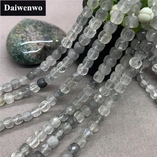 Grey Quartz Crystal 6mm Cut Faceted Spacer Cube Beads Flash DIY for Bracelet