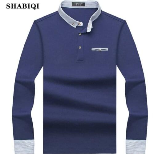 SHABIQI 2021 New Brands Mens Long Sleeve POLO Shirts Long Sleeve Camisas Polo Stand Collar Male Polo Shirt Plus Size M-10XL