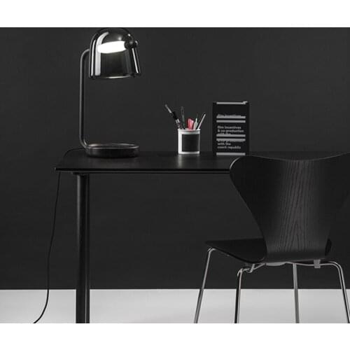 Modern Nordic fabric table lamp trigeminal stent creative bedroom study bedside decorative table lamp Black