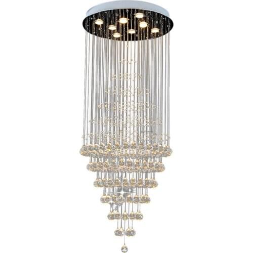 LED Crystal Chandelier Modern Indoor Lighting Home Decor Lamp For Living Room Staircase Lobby Stainless Cristal Lustre AC110-240