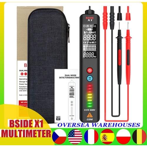 BSIDE X1 Voltage Tester 2" LCD 3-Line Display Volt Detector Non Contact Dual Range AC Voltage Sensor Wire Test Pencil Voltmeter