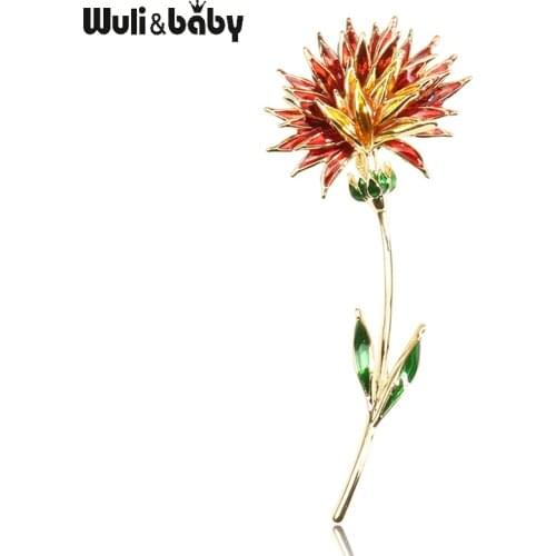 Wuli&baby Enamel Red Blue Flower Brooches Women New Weddings Banquet Brooch Pins Gifts