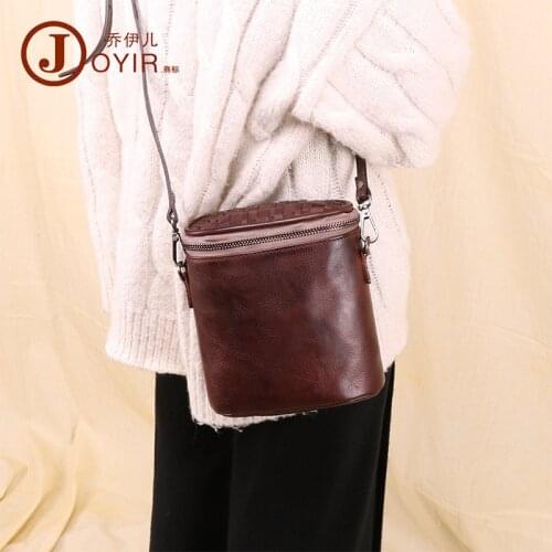New Retro Manual Leather Retro Fashion Women Bucket Bag Handbag First Layer Cowhide Fashion Leisure Shoulder Bags