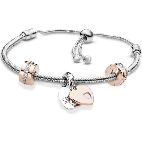 Adjustable Silver-plated Snake Bone Chain,DIY Shines In My Heart Positioning Buckle Bracelet Women,Brand Womens Bracelet Gifts