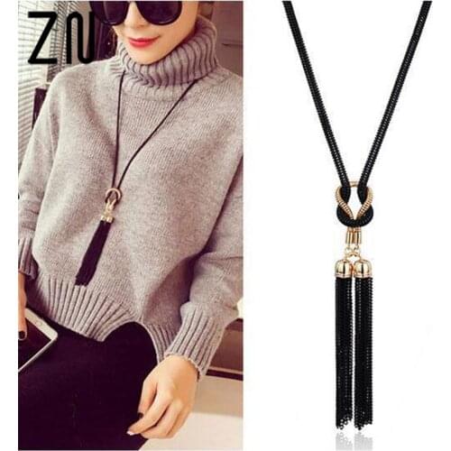 ZN New Korean Version Of The Simple Fashion Wild Fringed Long Necklace For Women Banquet Wedding