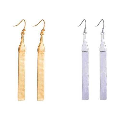 ZWPON Trendy Simple Design Metal Bar Drop Earrings Minimalism Alloy Joit Bar Neutral Long Drop Earrings for Woman Jewelry