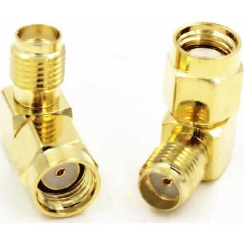 1PC RP-SMA male plug to RP-SMA male plug RF coaxial connector right angle gold-plated adapter new wholesale