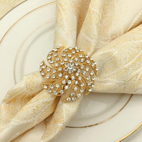 12/pcs high-end restaurant table napkin ring hotel supplies gold hollow napkin buckle collar
