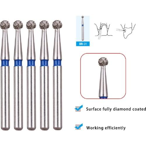 5pc/Boxes Dental Diamond Burs Drill Dental Burs Dia-burs for High Speed Handpiecess Medium Dentist Tools