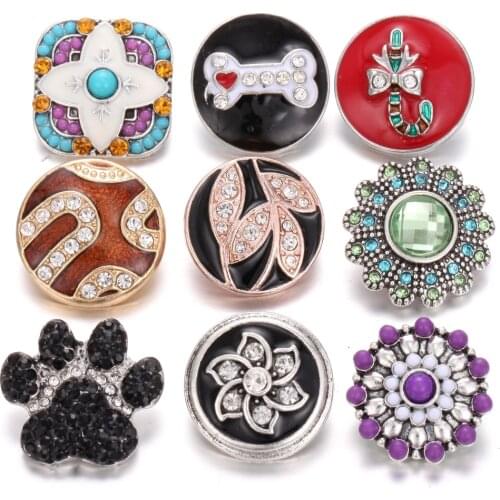 6pcs/lot Christmas Snap Jewelry Bracelets Flower 18mm Rhinestone Crystal Snap Button Fit Snap Button Bracelet Buttons Jewelry