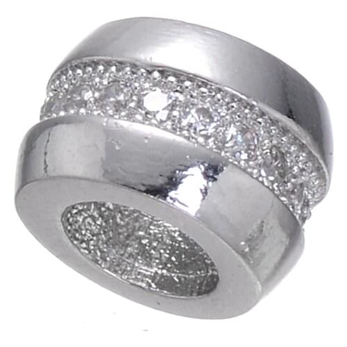 7mm Micro Pave Jewelry Shining Zircon Round Beads For Bracelets & Necklaces Diy Crafts Big Hole Spacer Beads Bijoux Berloques