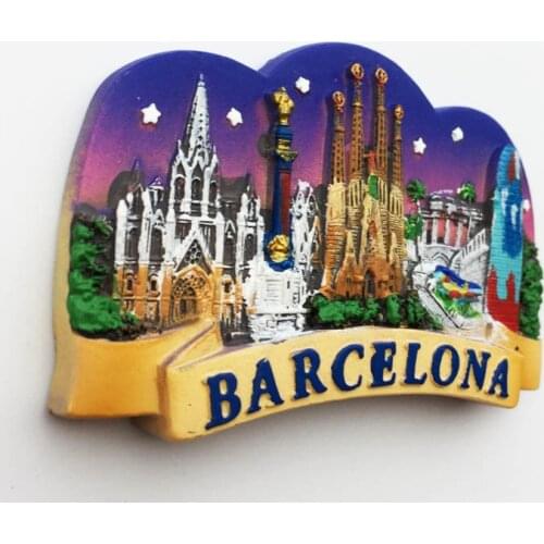 BABELEMI 1PCS Resin 3D Barcelona, Spain Fridge Magnet Tourist Souvenir Refrigerator Magnets Sticker Home Decoration