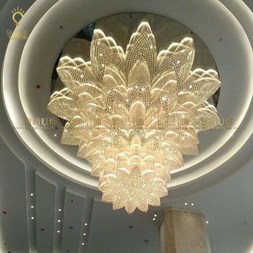 Large hotel engineering crystal lamp lobby hall round ceiling plum blossom clubhouse villa duplex building custom ceiling lamps