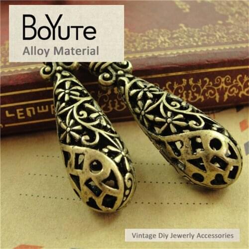 BoYuTe (10 Pieces/Lot) 32*17MM Antique Bronze Plated Zinc Alloy Pendant Hollow Charms for Jewelry Making Diy Necklace Bracelets