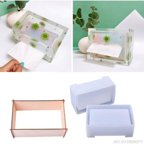 Paper Box Epoxy Resin Mold Tissue Napkin Case Silicone Mould DIY Crafts Jewelry Storage Organizer Home Decoration Mold wholesale