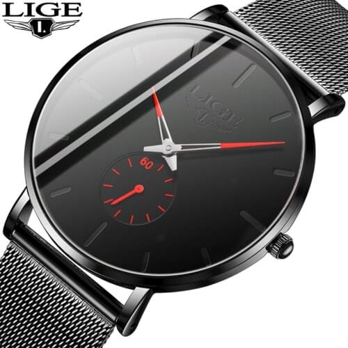 2020 LIGE Simple Mens Watches Top Brand Luxury Watch Men Mesh Belt Quartz Clock Casual Waterproof Sport Watch Relogio Masculino