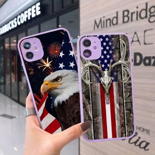 America usa flag Phone Cases Matte transparent For Purple iPhone 12 Mini 11 Pro XR XS Max 7 8 Plus X Back Cover