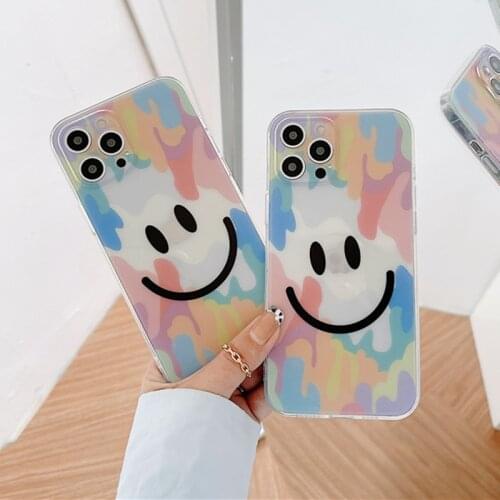Cute Cartoon Rainbow Smiley Phone Cases For iPhone 12 Mini 11 Pro XS MAX XR X 8 7 Plus SE 2020 12Pro Clear Soft TPU Back Cover