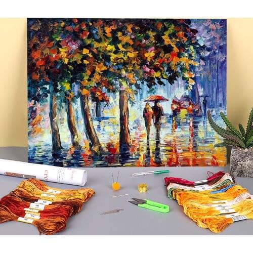 Coolness The Rain Pre-Printed 11CT Cross-Stitch DIY Embroidery Patterns DMC Threads Needlework Hobby Craft Sewing Mulina