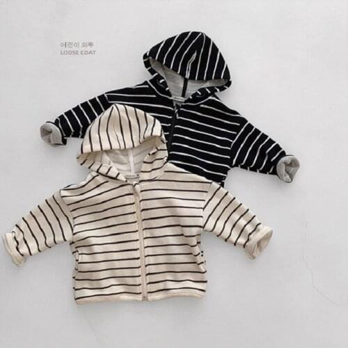1-8 Years Baby Boys Striped Jacket Clothes Cotton Toddler Boy Baby Clothing Suit Children Hooded Clothes