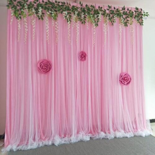 3X4M Yarn Silk Cloth Double layer Wedding Background Wall Party Drape Curtain for Wedding Party Home Decoration Stage Background