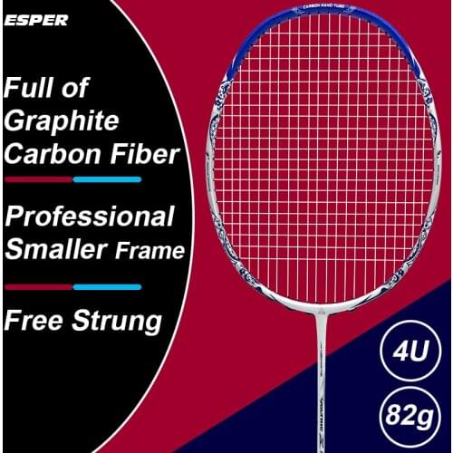 ESPER Badminton Racket Professional Carbon Fiber Lightweight High Quality Graphite Racquet 6.5mm Shaft with String Shuttlecocks