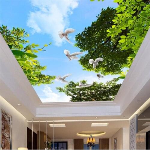Beibehang Custom Photo Wallpaper Modern Green Large Tree Wall Paper Bedroom Hotel Restaurant Ceiling Backdrop Murals Wallpaper