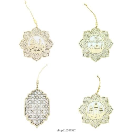 Eid Mubarak Ramadan Decorations Wooden Hanging Pendant Plaque Sign Islam Muslim Party Supplies M11 21 Wholesales