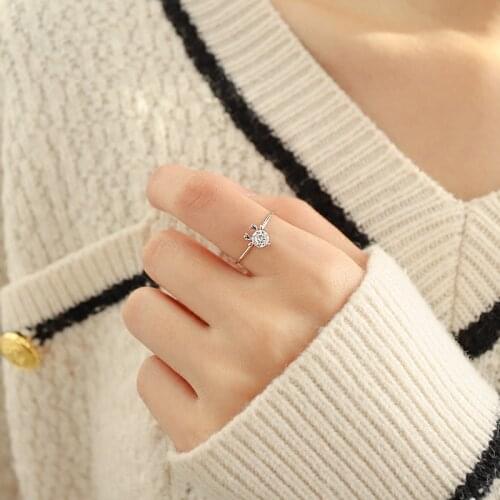 Rings Crystal Elk Opening For Women Adjustable Simple Korean Fashion Trendy Retro Design Student Jewelry Accessories BOYULIGE