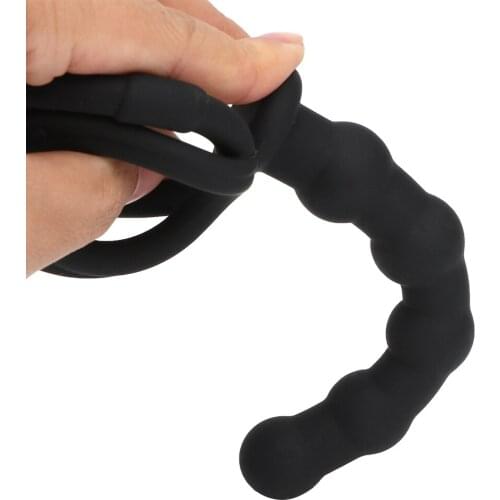 G Spot Cock Ring Wearing Anal Plug Butt Plug Prostate Massage Five-bead Sex Toys for Men Couples