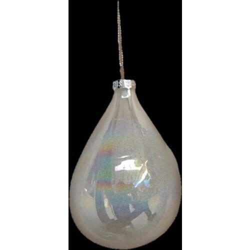 Small Packing Pearl White Series Water Drop Shaped Glass Pendant Christmas Tree Hanger Different Size 7cm 8cm Handmade