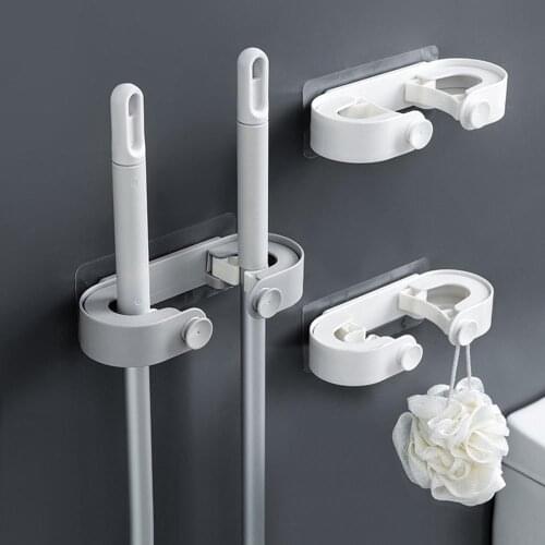 Wall Mounted Multi-Functional Broom Holder Tool Magic Plastic Mop Holder Bathroom Kitchen Storage