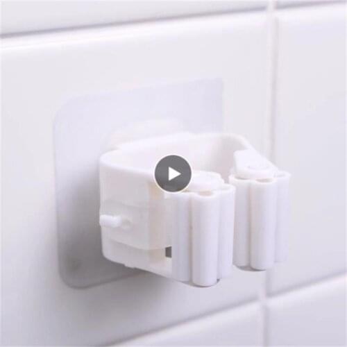Mop Clip Wall Mounted Mop Holder Broom Holder Home Storage Rack Kitchen Bathroom Suction Hanging Organizer Hooks Household Tools