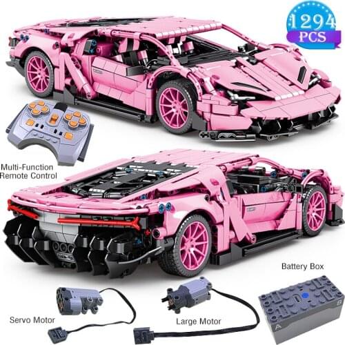 New Famous Car Racing Series Building Blocks Remote Control Pink Car Model Childrens Toys For Boyfriend Birthday Gifts Speed