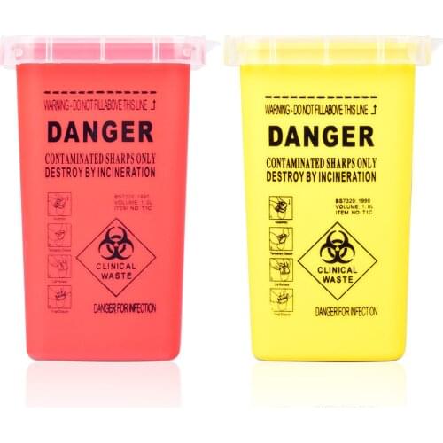 One 1L Plastic Tattoo Sharp Container With Caps For Tattoo Artist Used Needle Tip Girip Supply SCR01