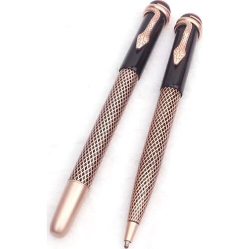 Office Ballpoint Pen Luxury Metal Gel Pens Roller Ball Pen with Snake Clip