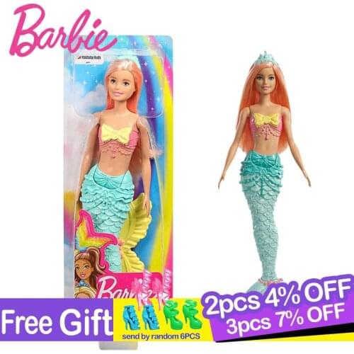 Original Brand Barbie Mermaid Doll Feature Rainbow Lights The Baby Girls Toys Princess Dolls for Chilren Birthday Present Gift