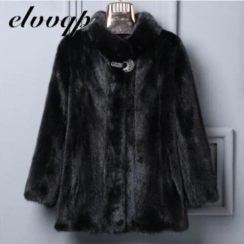 5XL 6XL 7XL 8XL 9XL Oversize High Quality Long Black Winter Faux Fur Coat Women Long Sleeve Plus Size Warm Fluffy Furry Jacket
