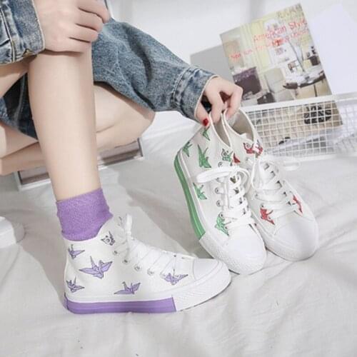 Canvas shoes 2019 autumn new versatile flat bottom high-top casual shoes