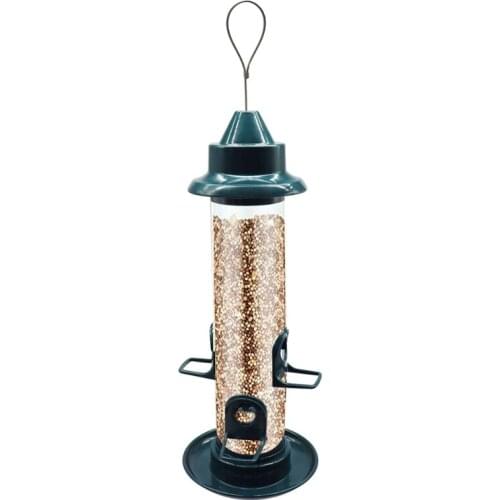 Plastic Tube Feeder with 3 Ports Outdoor Bird Feeder with Metal Hanging Hook 85AC