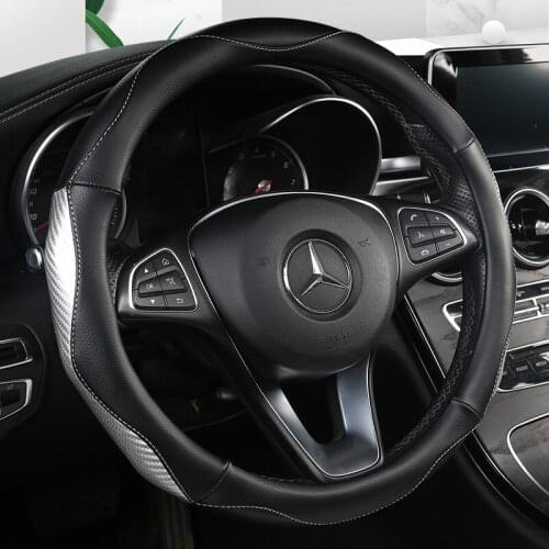 Anti Slip Car Carbon Fiber Steering Wheel Cover for Mercedes Ben AMG 38cm Models A C CLA E GLA GLC GLE S B CLS Class Accessories