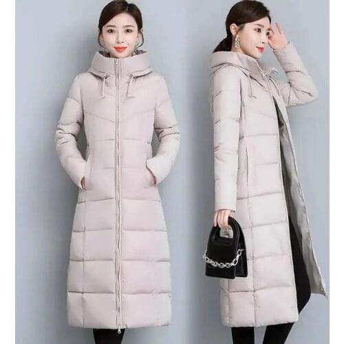 2021 New Womens Mid Length Down Cotton Jacket Winter Thick Warm Coat Fmeale Parkas Long Manteau Femme Hiver Plus Size 5XL Q128