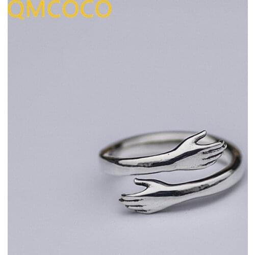 Simple S925 Sterling Silver Rings For Women Fashion Creative Hollow Hug Irregular Geometric Birthday Party Jewelry Gifts