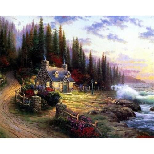 DRAWJOY Framed Landscape DIY Painting By Numbers On Canvas Acrylic Painting Wall Art For Living Room For Home Decor 40x50