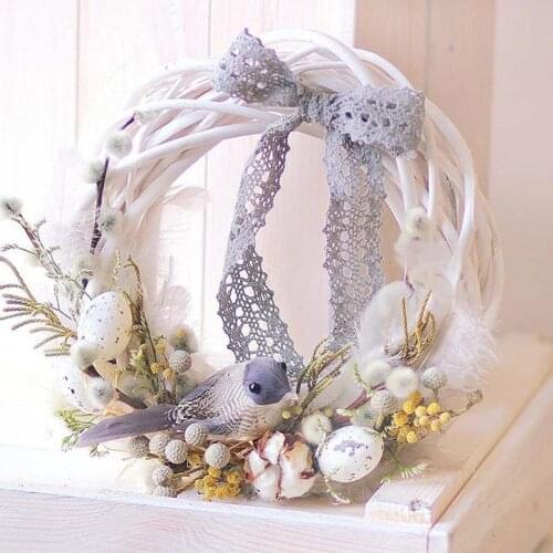 Christmas Rattan Wreath Ornaments Hanging Flower Crafts Home Party Decoration Christmas DIY Garland Gifts Xmas Vine Ring
